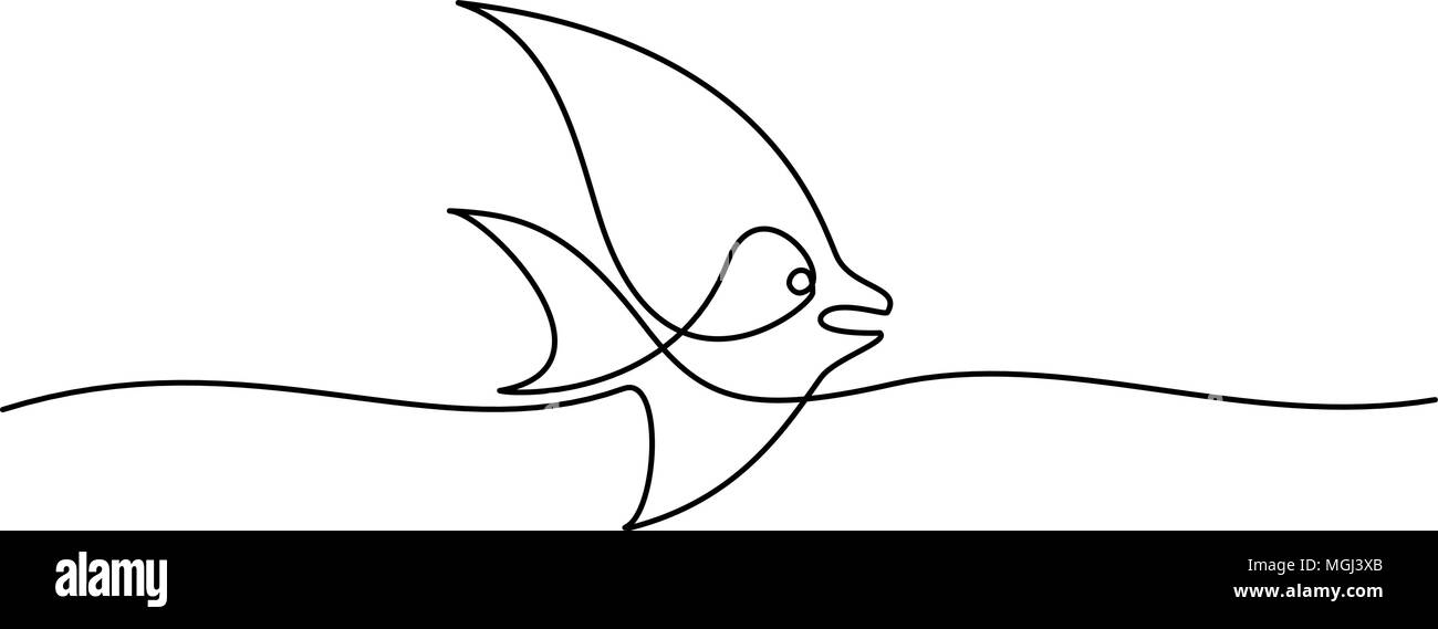 Les poissons de ligne continue Illustration de Vecteur