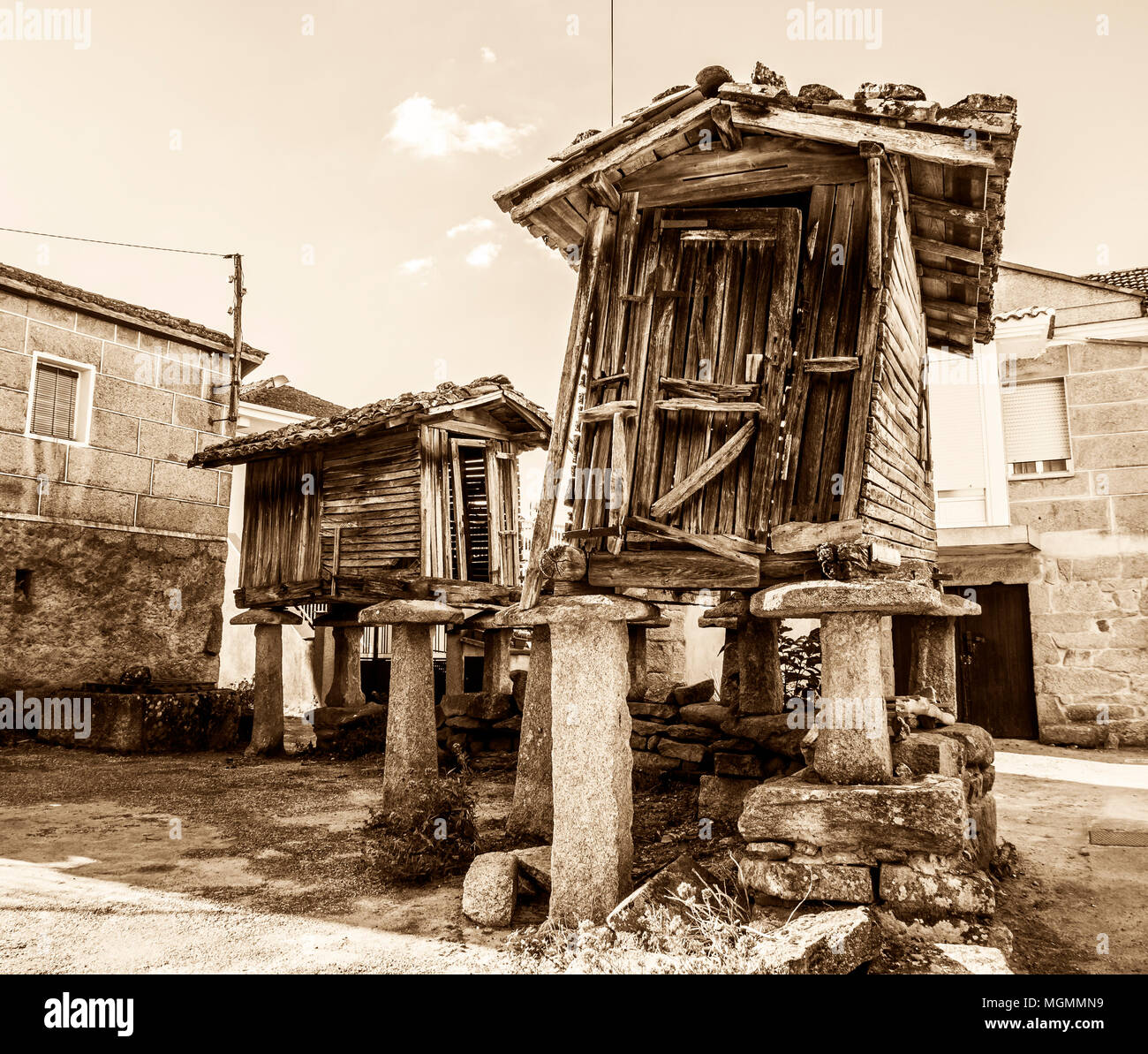 Hórreo en Queiroás. Ourense. La Galice. España Banque D'Images