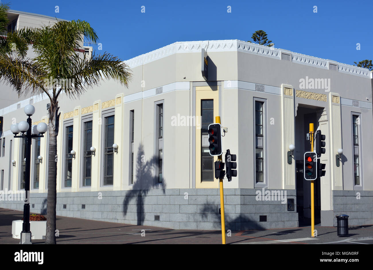 A l'édifice est un exemple de l'architecture de style Art Déco du début des années 30. Avec des motifs et dessins maoris. Banque D'Images