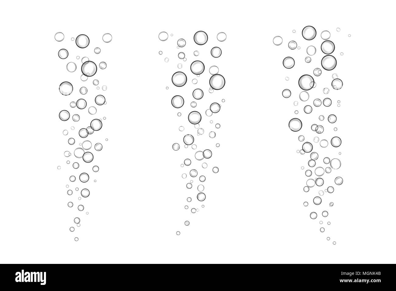 L'effervescence des bulles d'eau ou d'eau gouttes abstrait sur fond blanc Banque D'Images