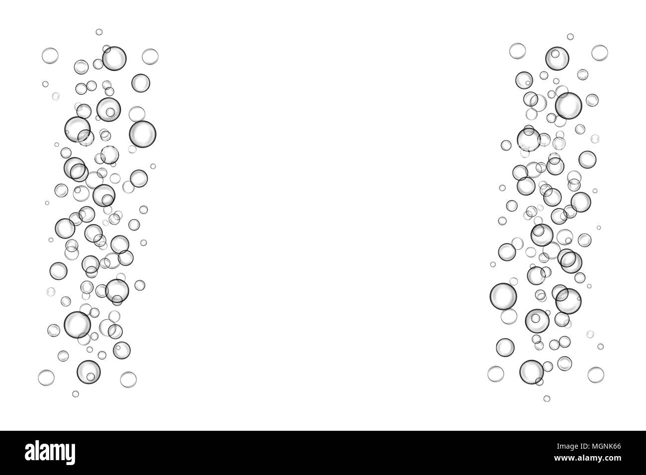 L'effervescence des bulles d'eau ou d'eau gouttes abstrait sur fond blanc Banque D'Images