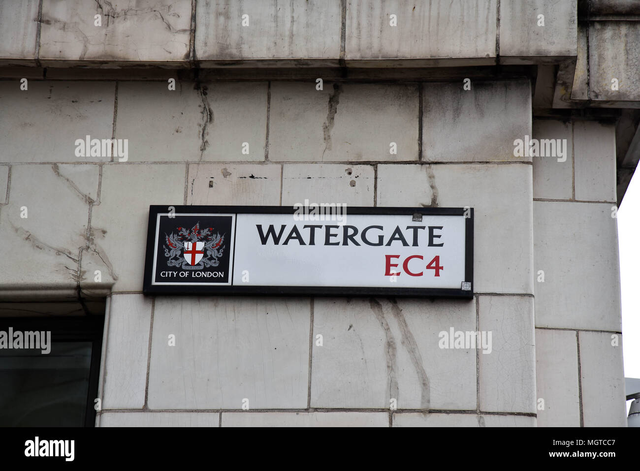 Plaque de rue de Watergate, Londres Banque D'Images