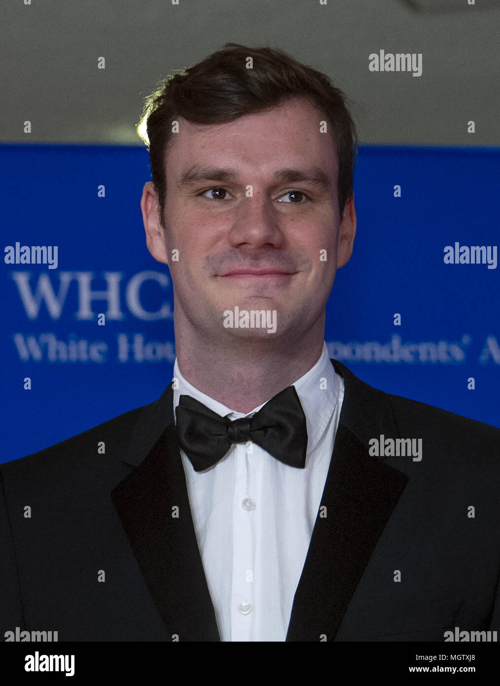 Washington, District de Columbia, Etats-Unis. Apr 28, 2018. Cooper Hefner, directeur général de la création d'entreprises de Playboy, arrive pour la Maison Blanche 2018 Dîner annuel de l'Association des correspondants à l'hôtel Hilton de Washington le Samedi, Avril 28, 2018. Cooer est le fils de feu le fondateur de Playboy Hugh Hefner.Credit : Ron Sachs/CNP. Credit : Ron Sachs/CNP/ZUMA/Alamy Fil Live News Banque D'Images