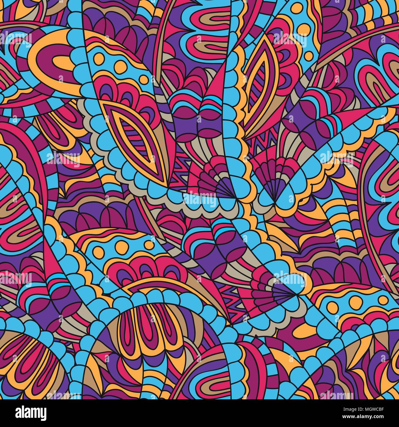 Un modèle basé sur des éléments d'Asie Paisley Illustration de Vecteur