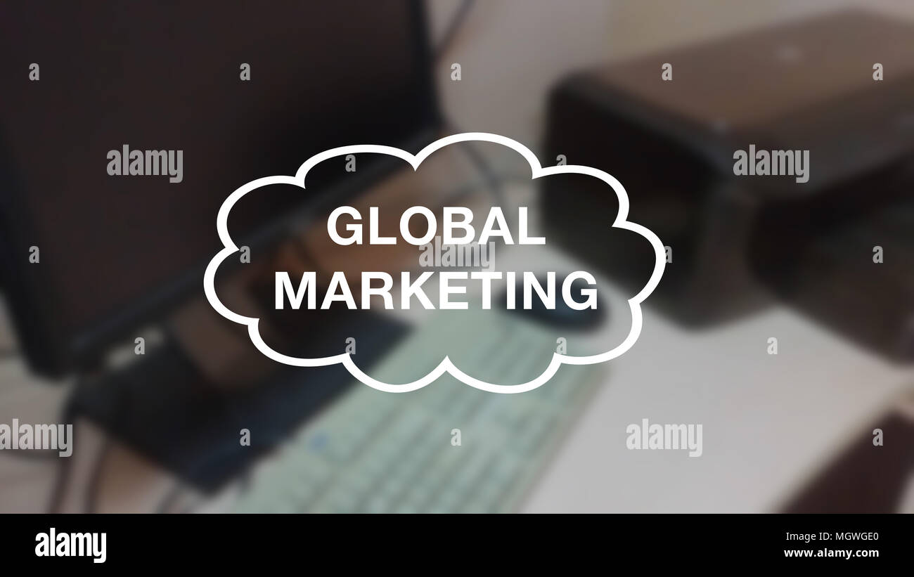 Global marketing mot avec le flou d'arrière-plan d'affaires Banque D'Images