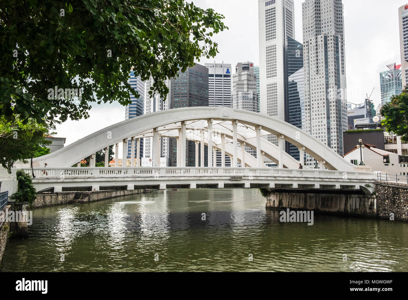 Elgin et pont enjambant la rivière Singapour, Singapour Banque D'Images