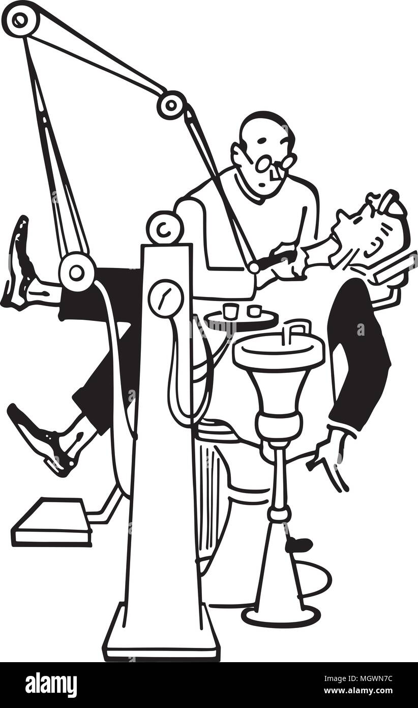 Visite chez le dentiste - Retro Clipart Illustration Illustration de Vecteur