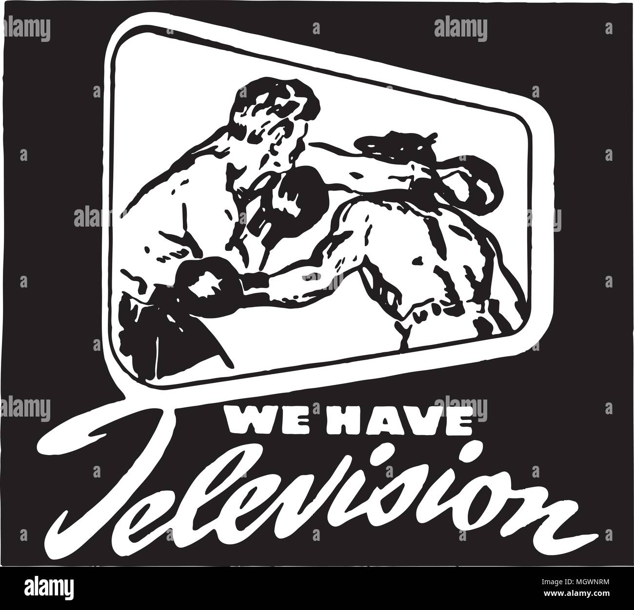 Nous avons la télévision - Retro Art Ad Banner Illustration de Vecteur