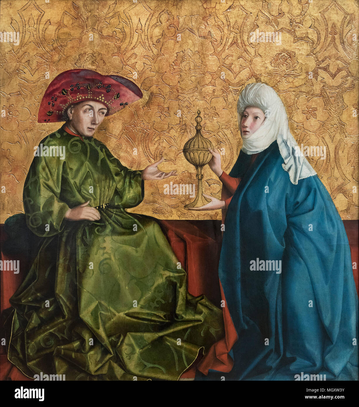 Konrad Witz (ca. 1400-1446), le roi Salomon et la reine de Sheba, ca. 1435/37. Die Königin von Saba Salomo vor. Banque D'Images