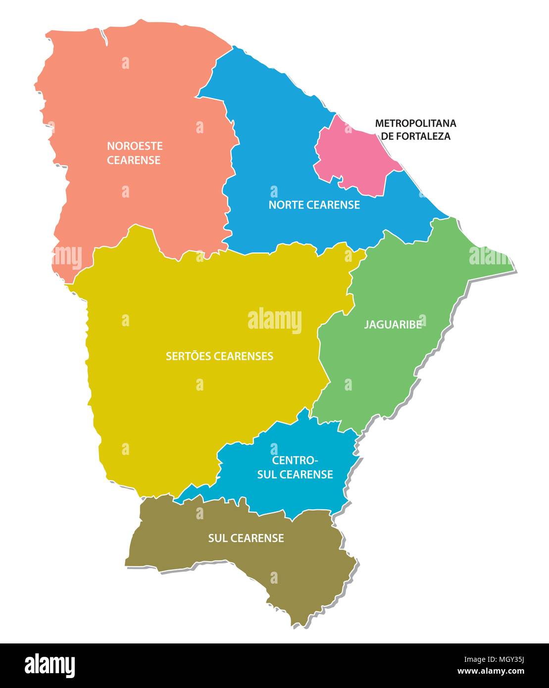 Ceara administratif et politique colorés carte vectorielle, Brésil Illustration de Vecteur