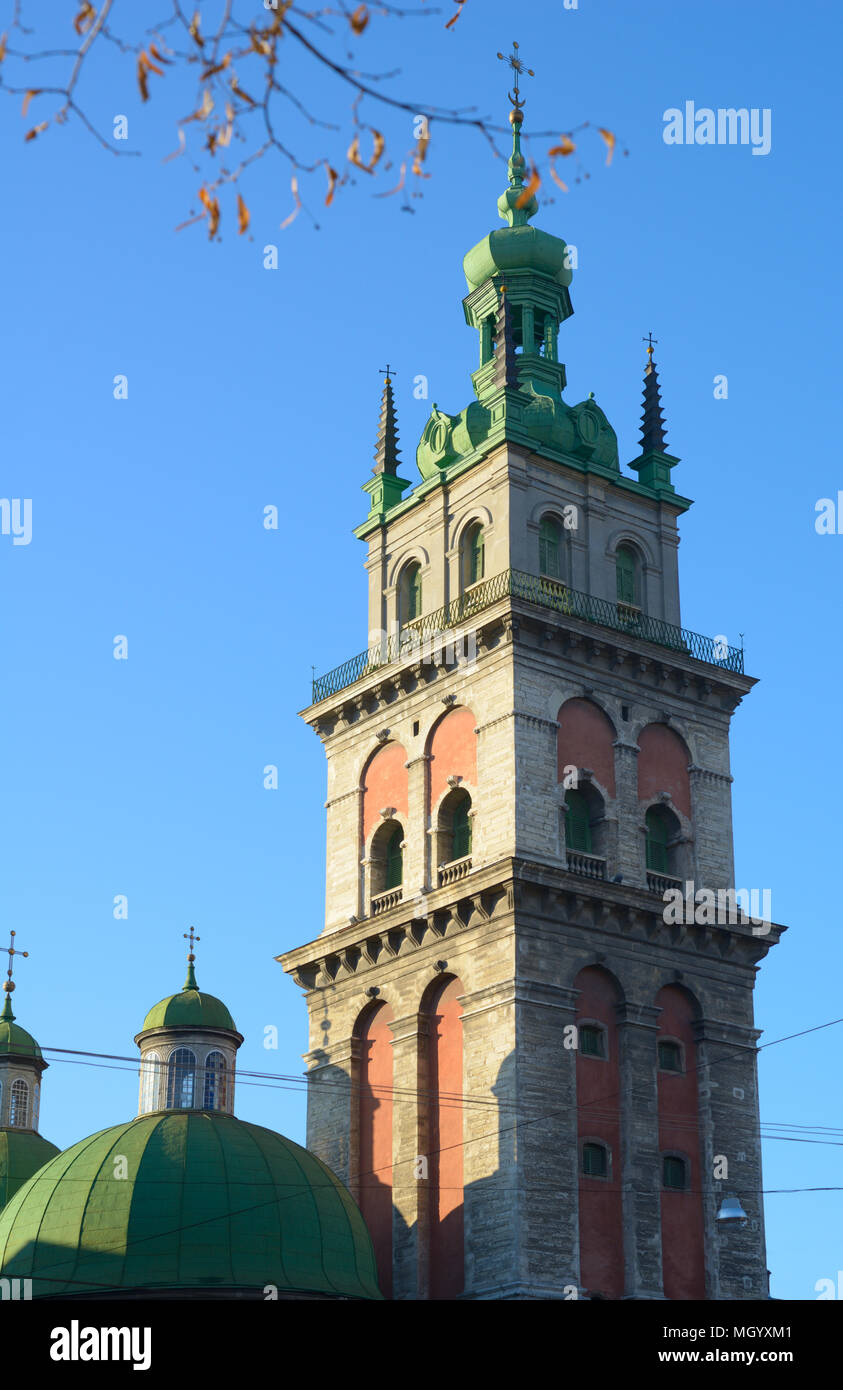 Korniakt tower à Lviv, Ukraine, au winter Banque D'Images