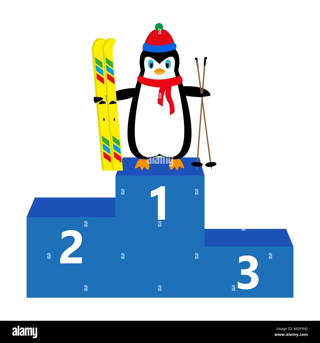 La skieuse de pingouin Champion gagnant Illustration de Vecteur