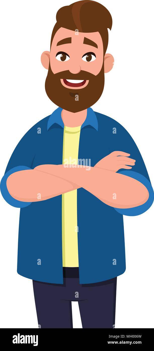 Homme debout bras croisés-Cartoon style Illustration de Vecteur