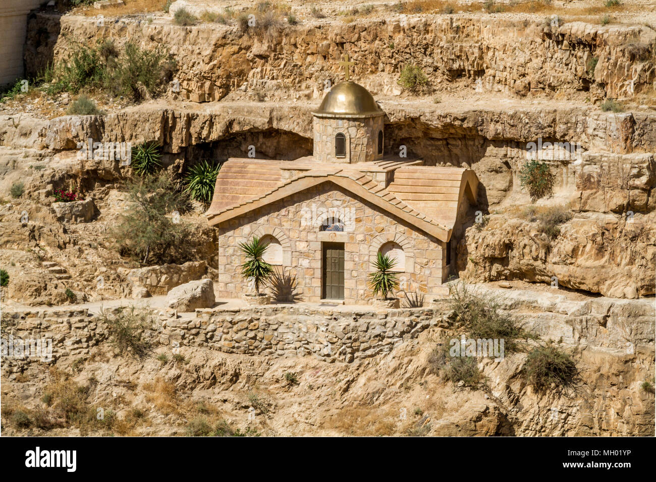 Le monastère de Saint Georges de Choziba dans le désert de Judée près de Jéricho en Terre Sainte, Israël Banque D'Images