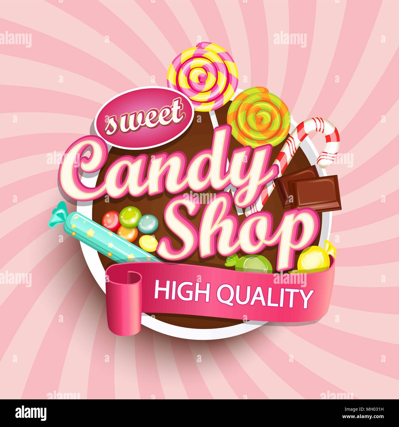 Candy Shop logo de la marque ou l'emblème de votre conception. Vector illustration. Illustration de Vecteur