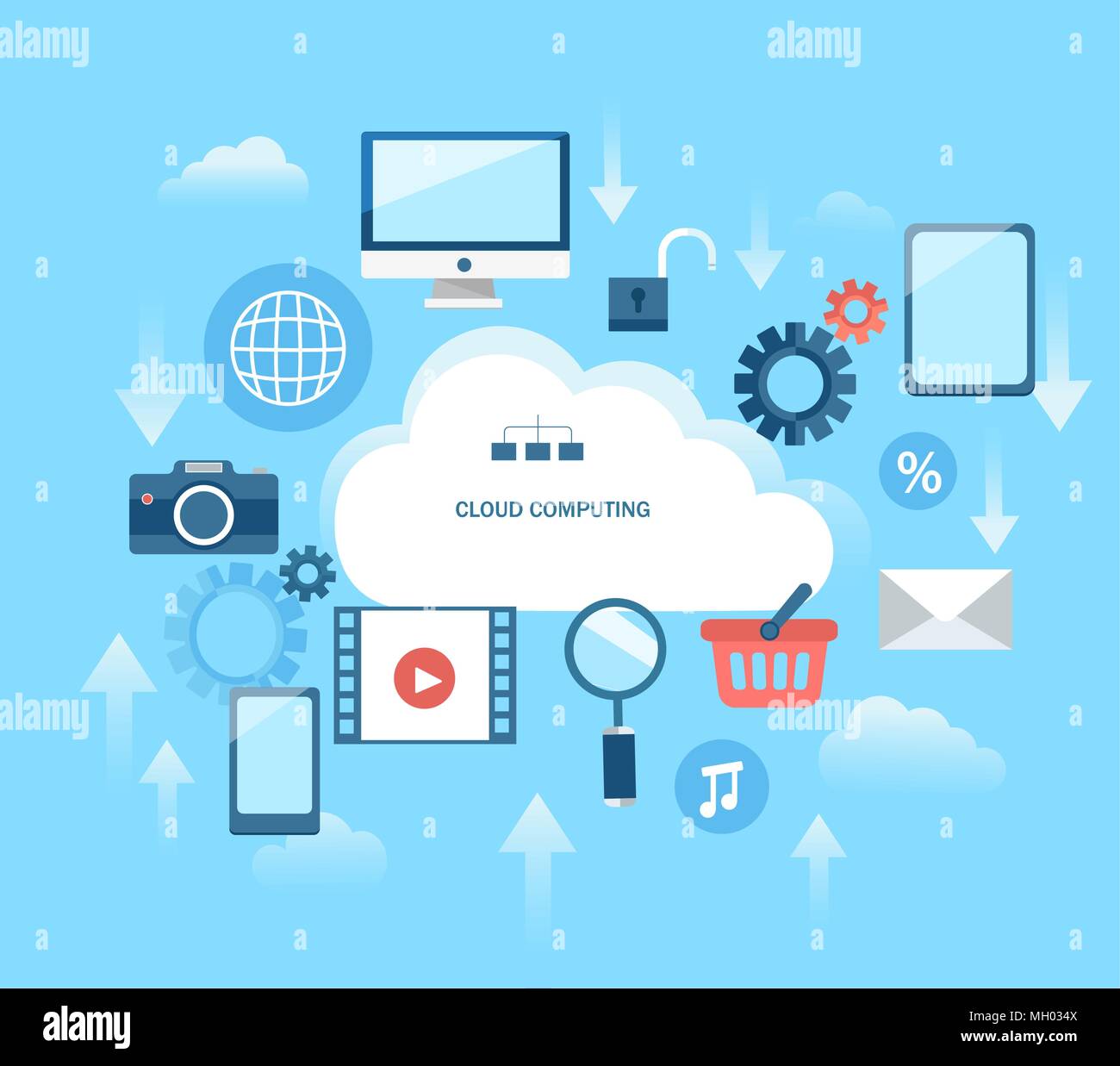 Résumé L'infographie pour le cloud computing. Vector illustration. Illustration de Vecteur