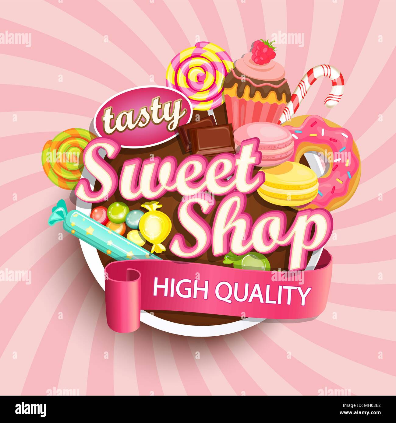 Sweet Shop logo de la marque ou l'emblème de votre conception. Vector illustration. Illustration de Vecteur