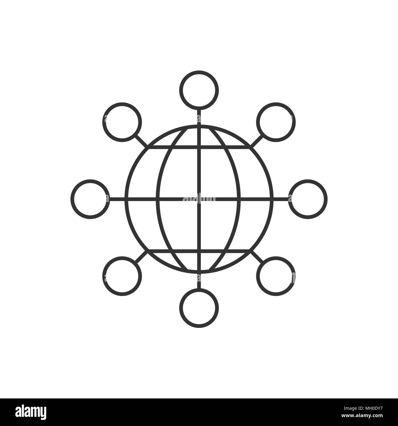 Dans l'icône globe partage télévision style. Connexion numérique illustration sur fond blanc isolé. Le travail d'équipe communication business concept. Illustration de Vecteur