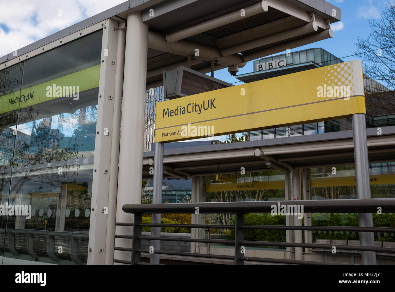 Station de tramway à Media City, Salford Quays, Manchester, UK Banque D'Images