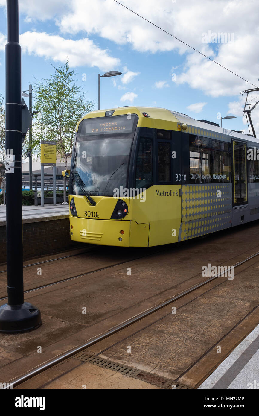 Station de tramway à Media City, Salford Quays, Manchester, UK Banque D'Images