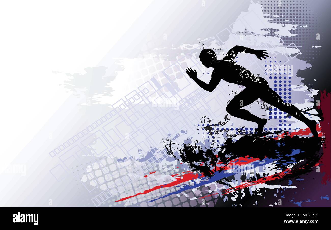 Running Man sprinter. Arrière-plan de sport Illustration de Vecteur