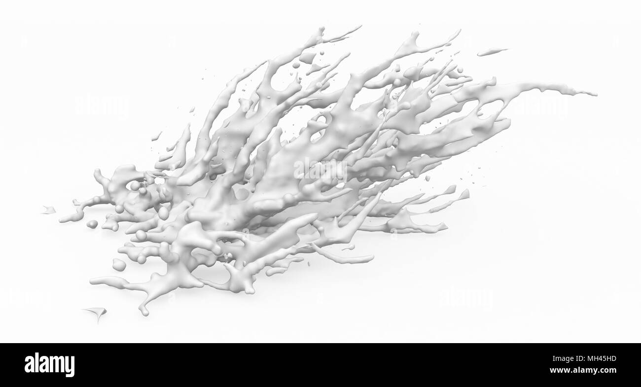 3d abstrait blanc lisse liquide congelé, isolé Banque D'Images