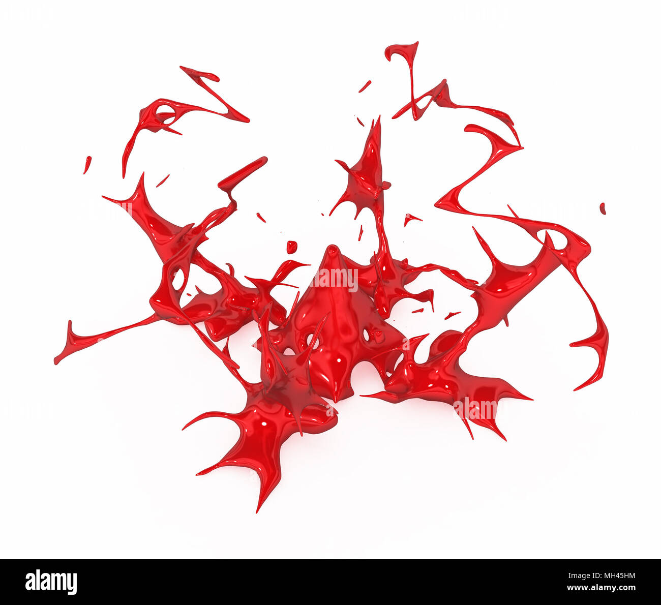 3d abstrait liquide rouge splash, sur fond blanc, isolé Banque D'Images