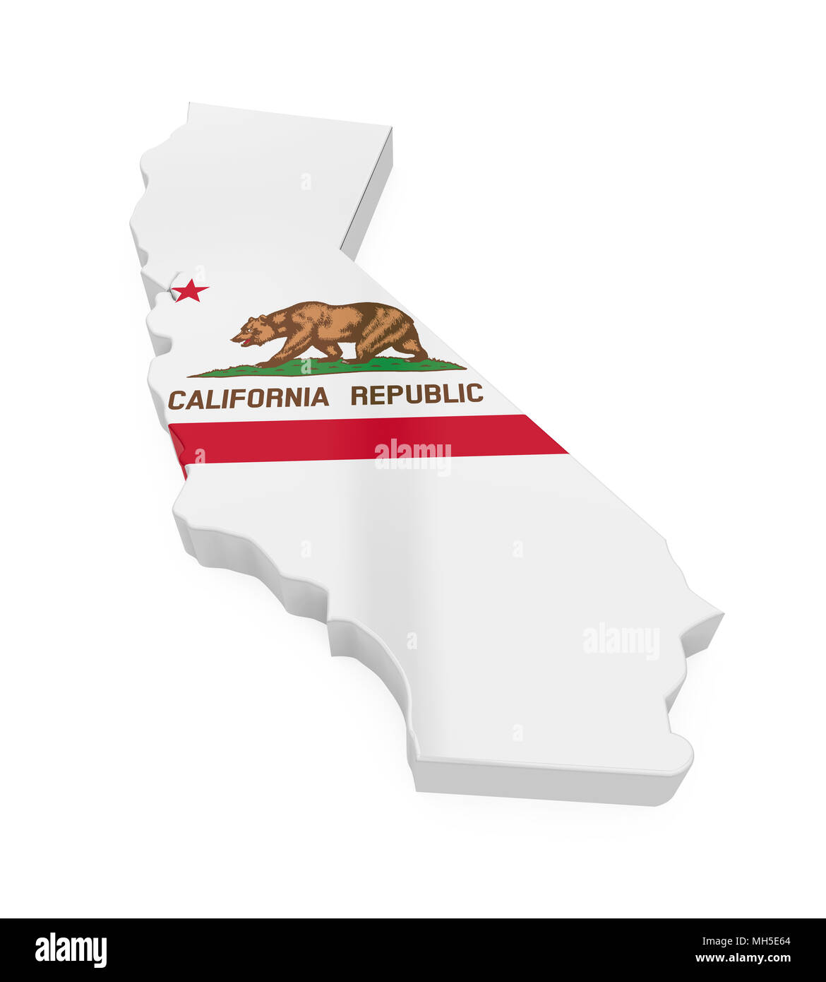 Californie Carte Drapeau isolé Banque D'Images