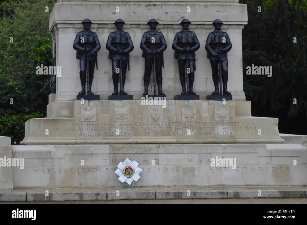 Le Scots Guards Memorial Service - Horse Guards Parade Banque D'Images