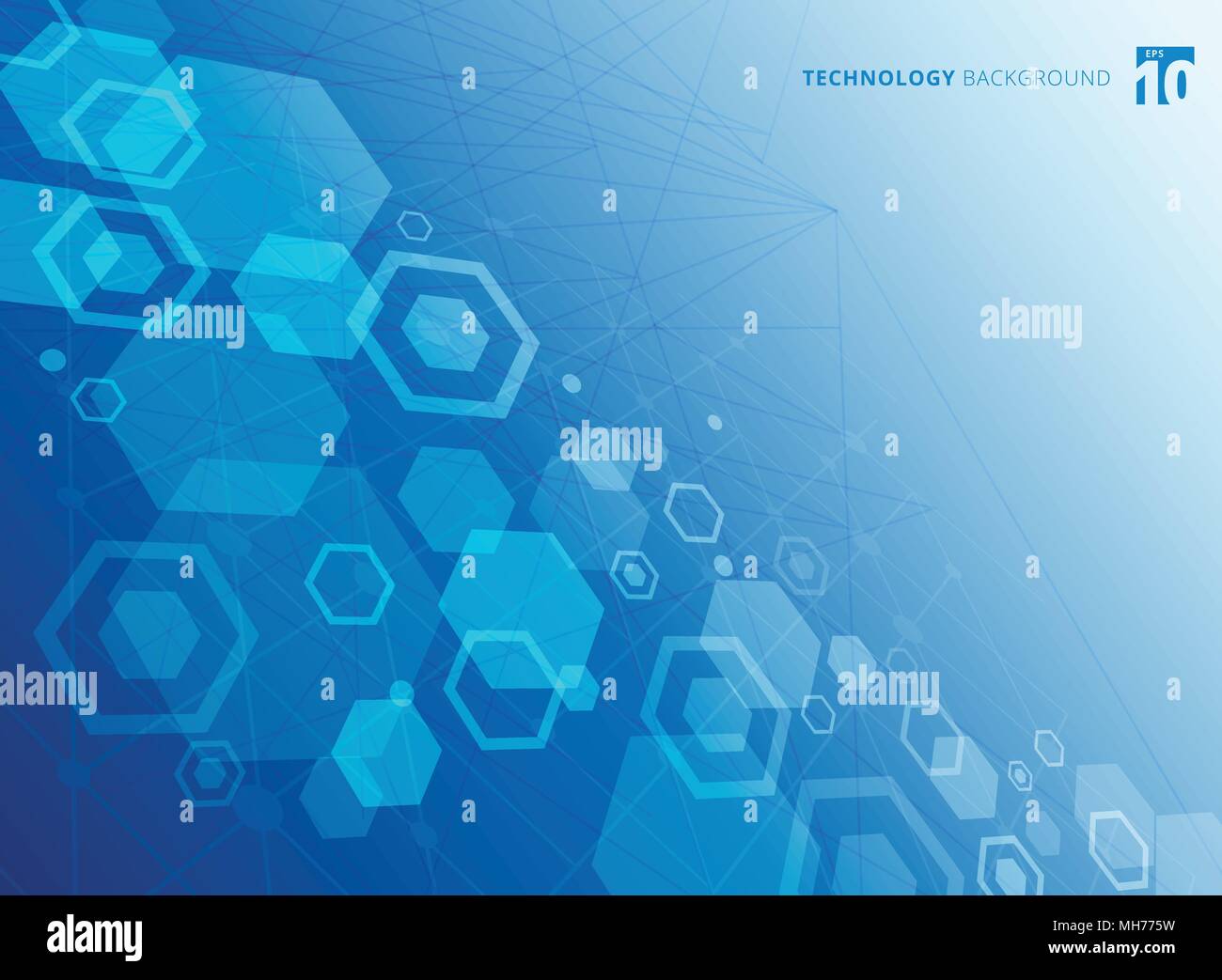 Abstract structure hexagonale des molécules. L'étude moléculaire de la chimie. Fond de couleur bleu de la technologie. Vector illustration Illustration de Vecteur