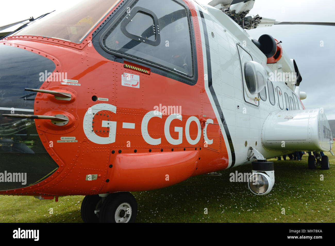 La signalisation sur un hélicoptère de sauvetage de la garde côtière britannique de la maritime Coastguard Agency Banque D'Images