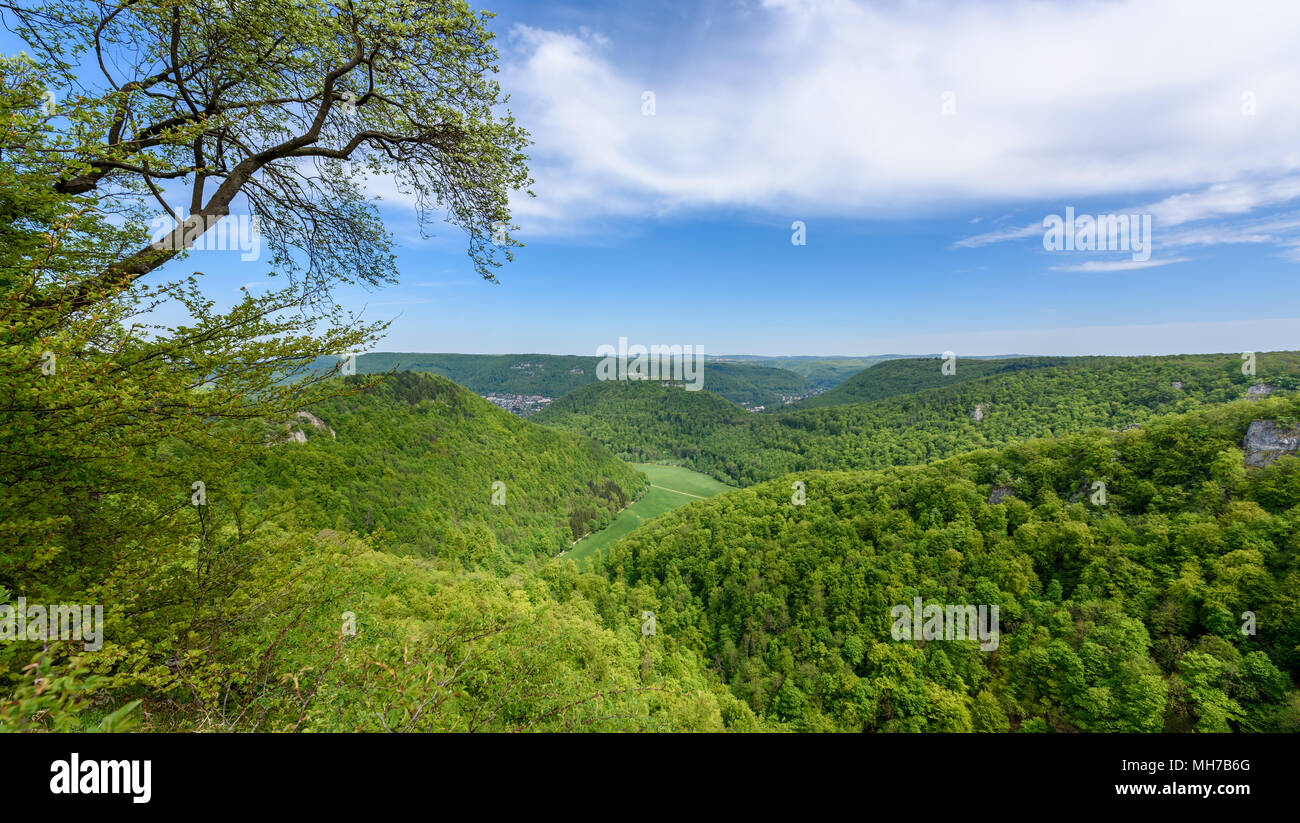 Randonnées dans le magnifique paysage de Bad Urach, Jura souabe, Bade-Wurtemberg, Allemagne, Europe Banque D'Images