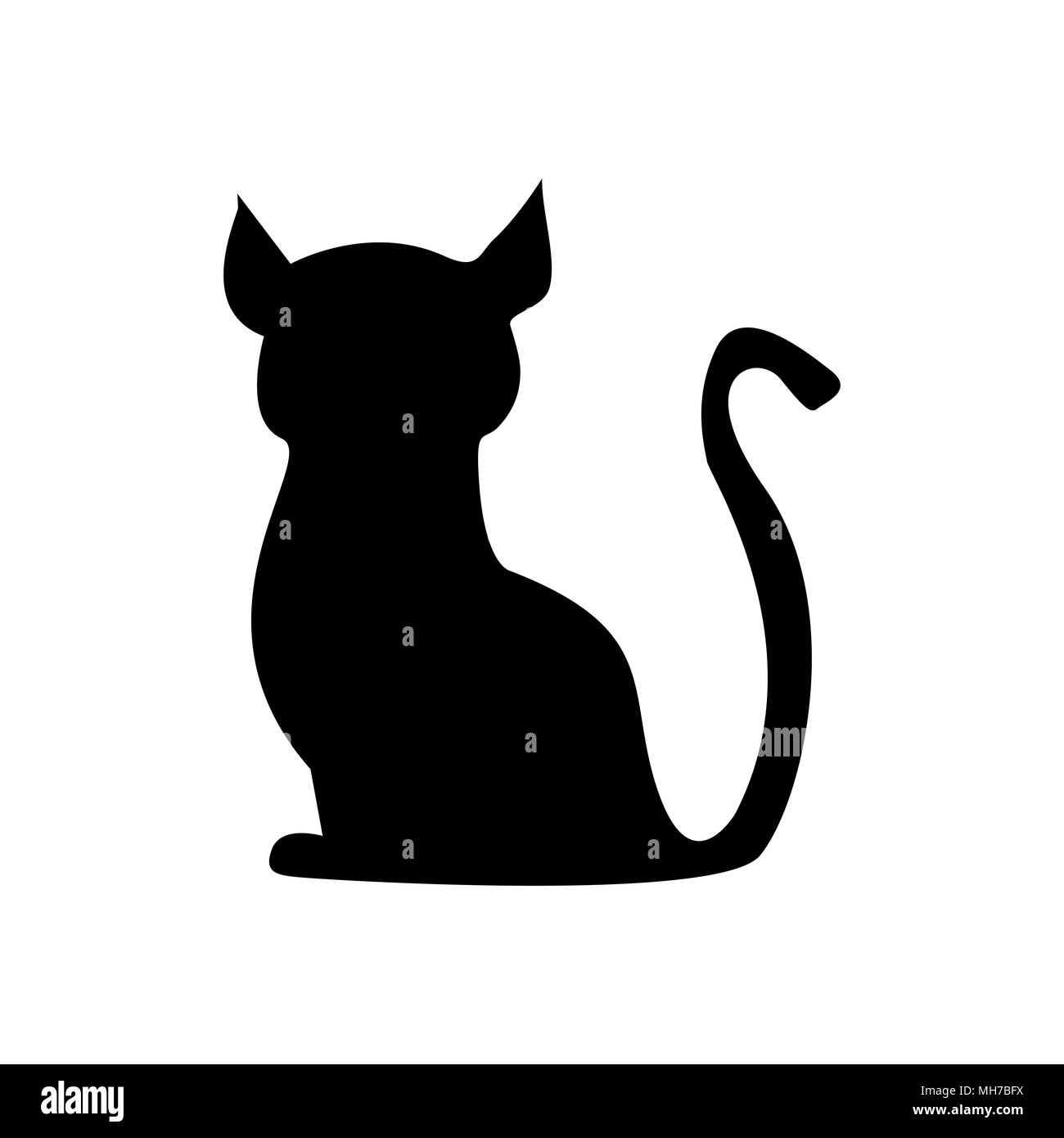 Silhouette d'un chat sur un fond blanc Illustration de Vecteur