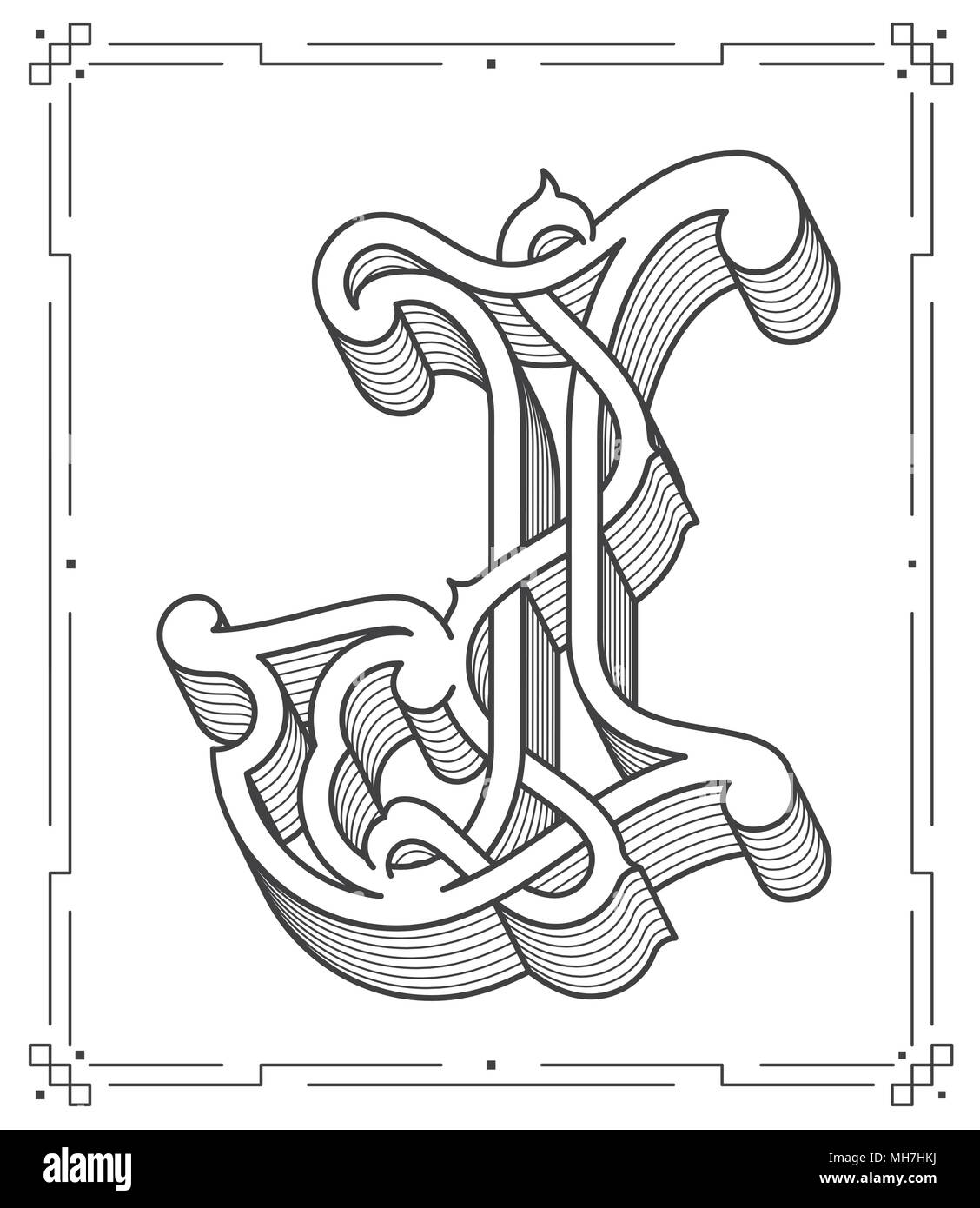 C'est un noir sur blanc vector illustration de la lettre majuscule J Illustration de Vecteur