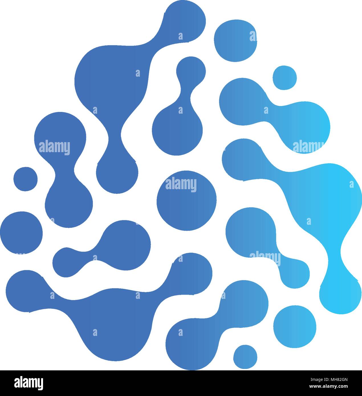 Blue abstract Water drop icône. Composé moléculaire, réaction chimique. Forme abstraite, isolée logo, symbole sillhoutte inhabituelle. Illustration de Vecteur