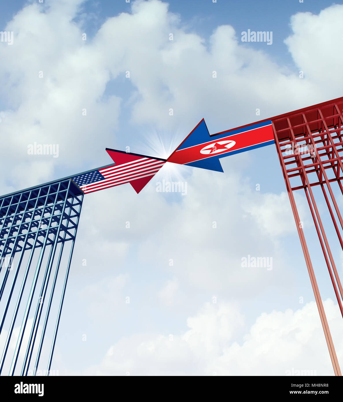 La Corée du Nord États-Unis Accord de succès et de diplomatie rencontre entre Pyongyang et Washington comme une crise en Asie de l'est de la négociation. Banque D'Images