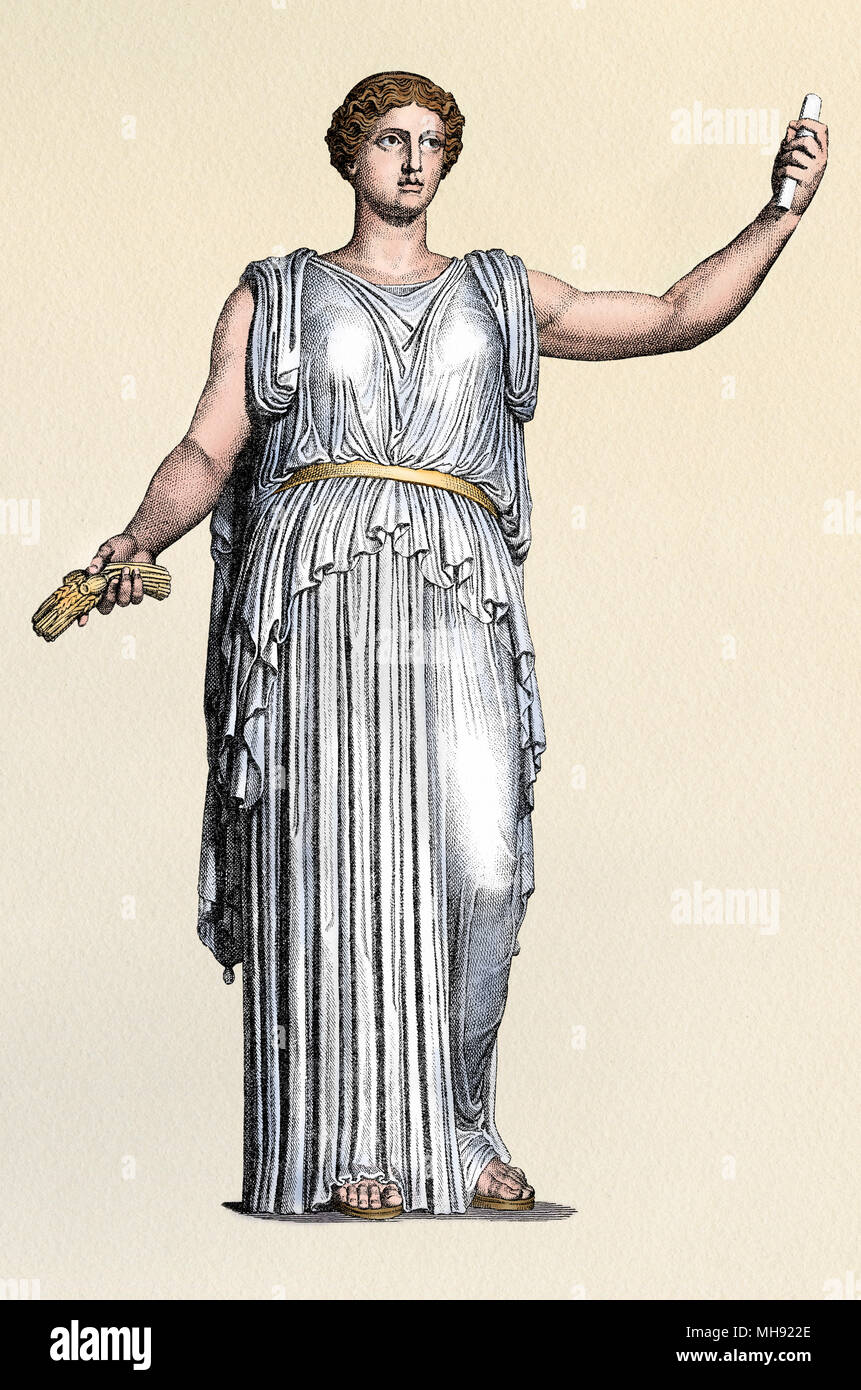 Ancienne statue de Cérès, déesse romaine de l'agriculture et de la fertilité. Gravure couleur numérique Banque D'Images