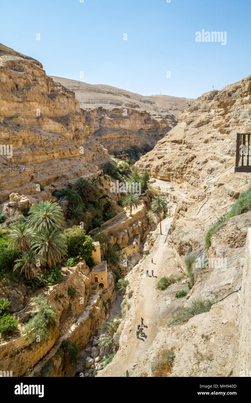 Le monastère de Saint Georges de Choziba dans le désert de Judée près de Jéricho en Terre Sainte, Israël Banque D'Images