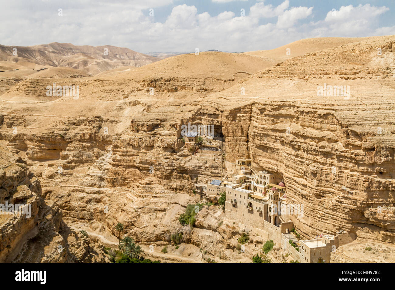 Le monastère grec-orthodoxe de Saint Georges de Choziba dans le désert de Judée près de Jéricho en Terre Sainte, Israël Banque D'Images