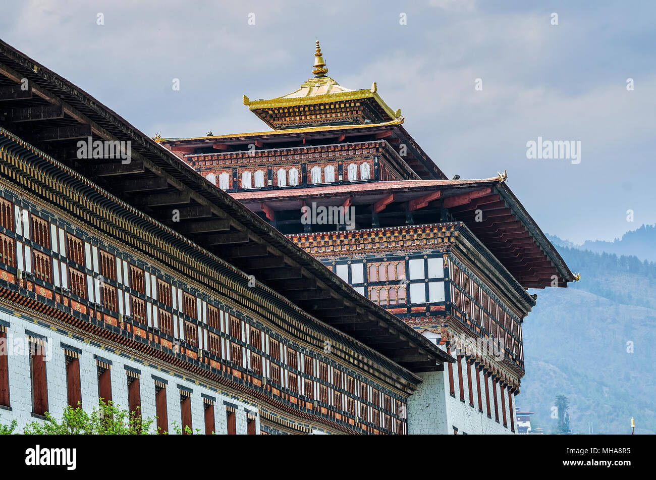 Tashichho Dzong, Thimphu, Bhoutan - le plus grand respect Dzong à Thimphu Banque D'Images