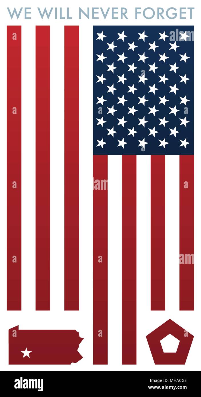 Nous n'oublierons jamais 9-11 Souvenir Vector Illustration Illustration de Vecteur