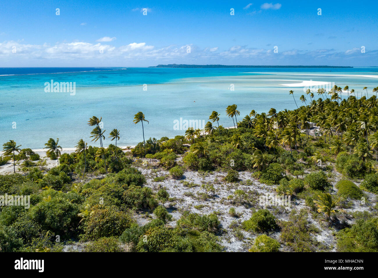 Polynésie Française Aitutaki Lagoon Cook Islands paradis tropical vue aérienne paysage panorama Banque D'Images