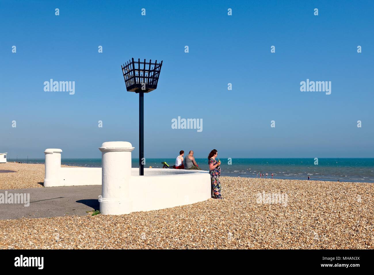 La balise sur front de Littlehampton West Sussex England UK Banque D'Images