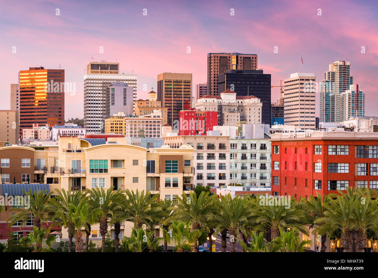 San Diego, Californie, USA Centre-ville cityscape at night. Banque D'Images