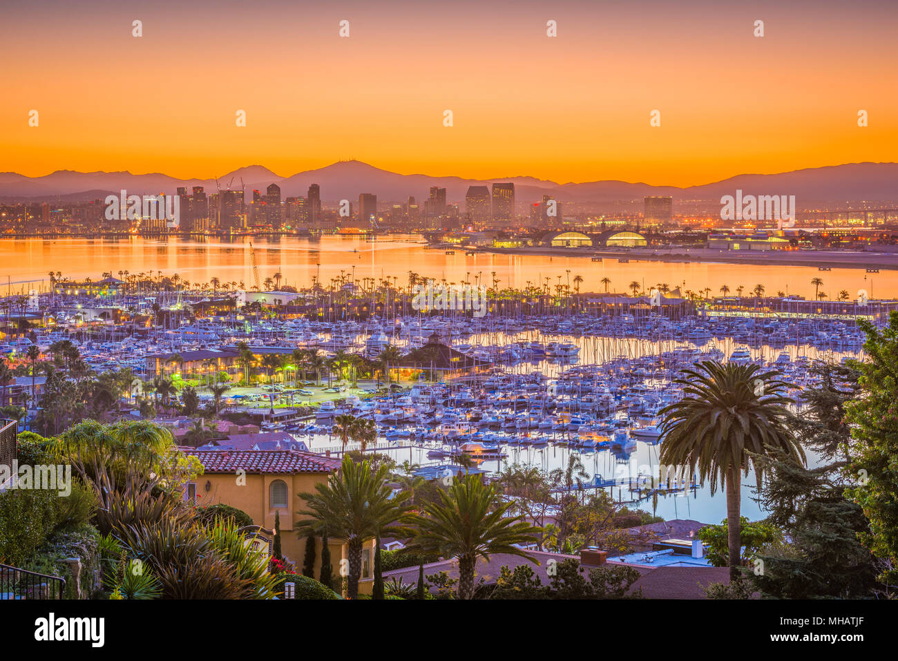 San Diego, Californie, USA Centre-ville paysage urbain à l'aube. Banque D'Images