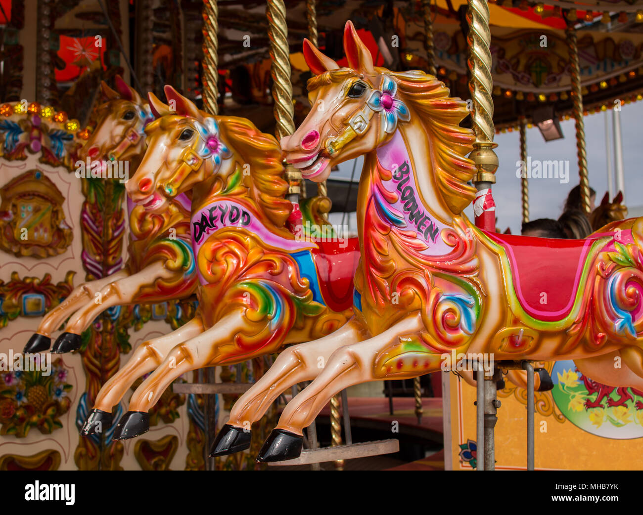 Les chevaux du Carrousel coloré Banque D'Images