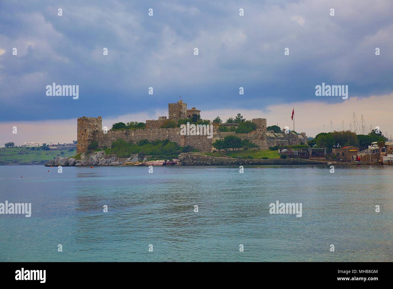 Vieille ville de Bodrum et le château de Bodrum Banque D'Images