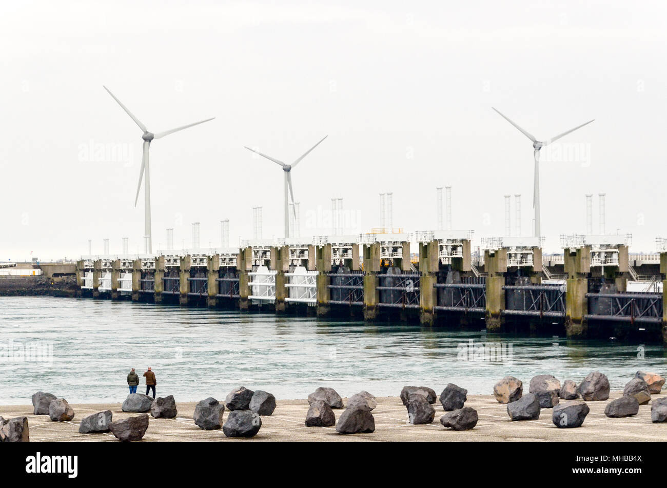 Oosterscheldekering en Zélande, Pays-Bas, une partie du delta Works Banque D'Images