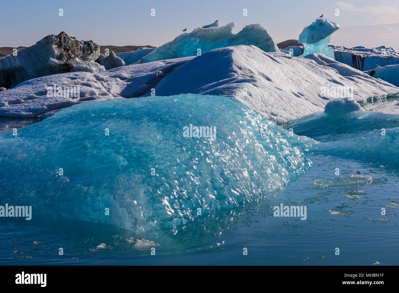 Des icebergs dans la Lagune glaciaire Jokullsarlon, Sud de l'Islande Banque D'Images