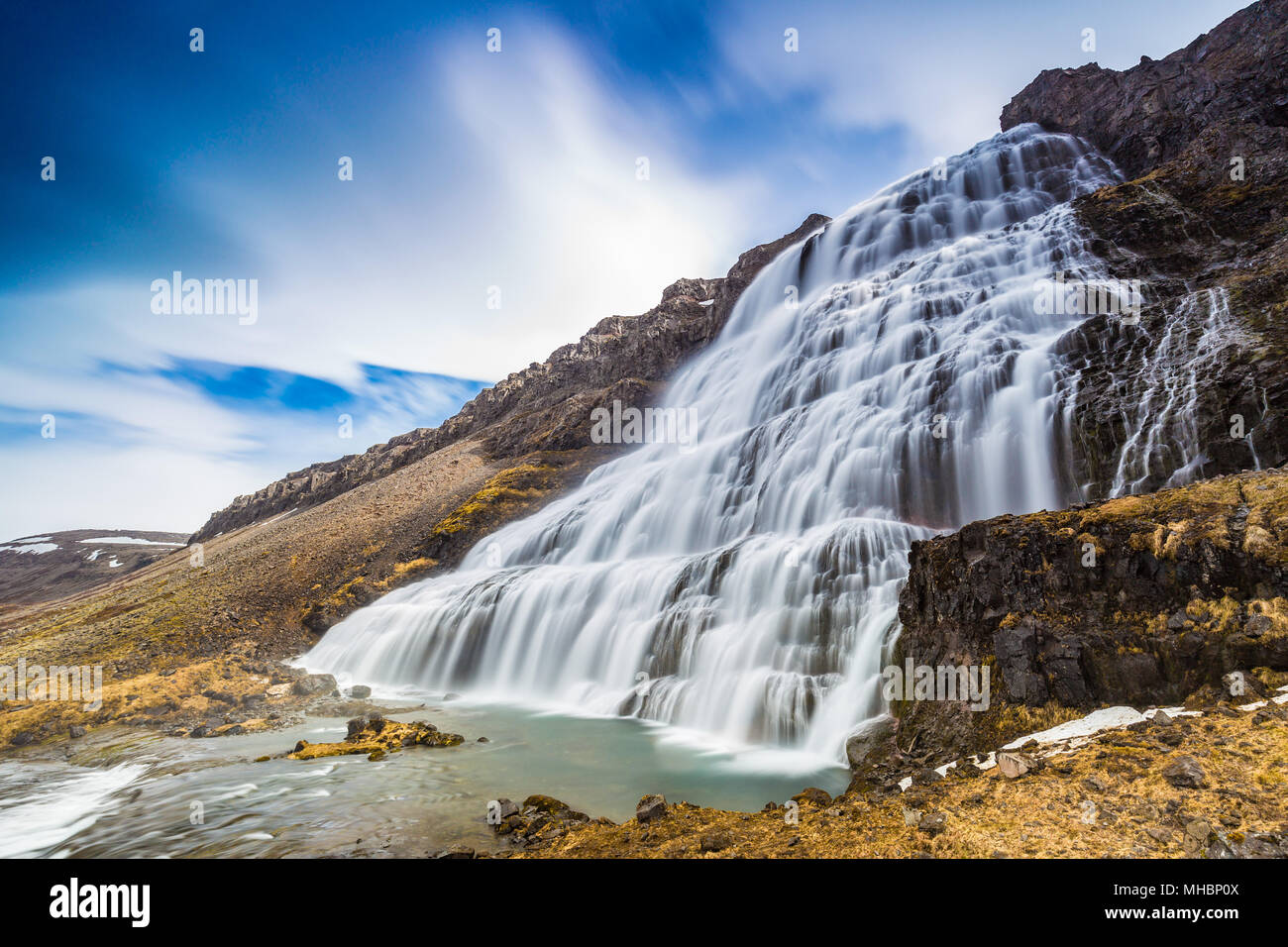 Cascade Dynjandi, Westfjords, Islande Banque D'Images